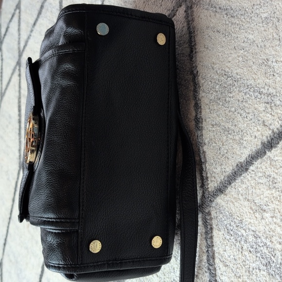 MICHAEL KORS Margo Black Pebble Leather Satchel Crossbody Gold MK Logo Handbag - Picture 6 of 6